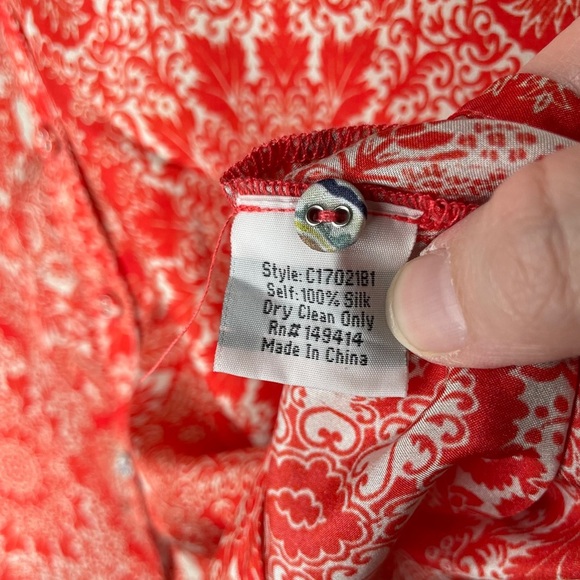 Johnny Was Ellen Button Up Floral Boho Silk Top Blouse Floral Women's Size XXS - Picture 8 of 8